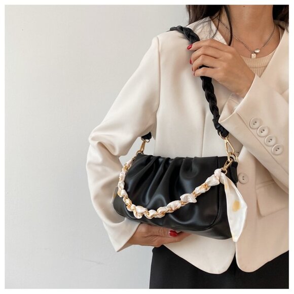 Y2K Statement Chain Ruched Shoulder Bag/Multiple colors available - Picture 4 of 16